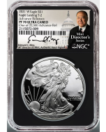 2021 W American Silver Eagle TYPE 2 “Advance Release” Mint Director Series  NGC PF70 – Edmund C. Moy Signature