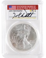 2021  Silver Eagle NGC MS70 First Day of Issue – John Dannreuther Signature – Final issue Type 1 design