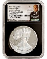 2021 W American Silver Eagle “Advance Release” TYPE 1 Mint Director Series  NGC PF70 – Edmund C. Moy Signature