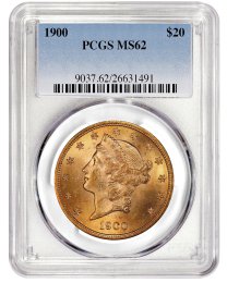 1900 $20 GOLD LIBERTY PCGS MS62