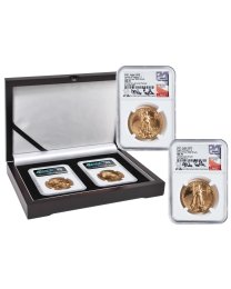 2021 $50 Gold Eagle - At Dusk & Dawn 35th Anniversary NGC MS70 2-PC set with matched Numbers Michael Castle Signature