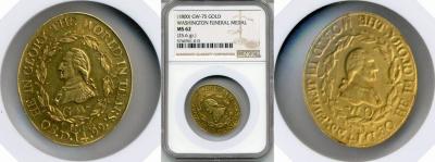 1800 Washington Gold Funeral Medal GW-75 NGC MS62 Coin