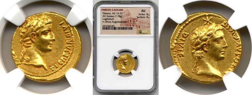 14-37 AD Tiberius Gold Aureus