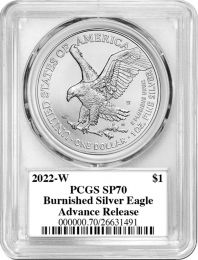 2022 W Silver Eagle PCGS SP70 Advance Release – Damstra signed - First Ever Advance Release T2 Burnished Coin