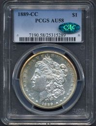 1889 CC Morgan Dollar PCGS AU58 CAC – Key date