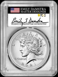 2021 Peace Dollar PCGS MS70 FDI Damstra Signature – Lowest mintage in the series