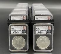  1986-2022 Silver Eagles NGC MS70 Signed by David Ryder the Only two-time Director of the United States Mint