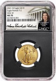 2021 W $10 Gold Eagle NGC MS70 Die Variety – Mint Error – Mule with Unfinished dies – Cabral Signature