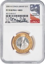 2000 W $10 Library of Congress PR70  Hand Signed by Michael Castle  Gold & Platinum coin