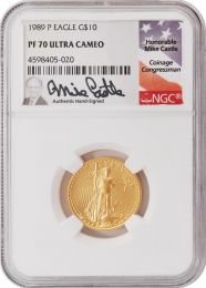 1989 P $10 Gold NGC PR70 UCAM  w/Michael Castle Signature -  Less than 50 in Population