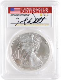 2021  Silver Eagle NGC MS70 First Day of Issue – John Dannreuther Signature – Final issue Type 1 design