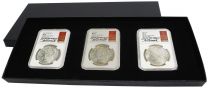 1921 Morgan Dollar P/D/S Mint Set – 100th anniversary NGC MS63 – Kenneth Bressett Signatures – Red Book Holders