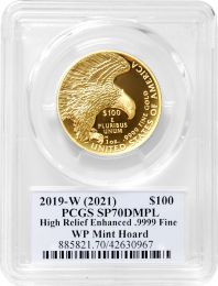 2019 W $100 American Liberty High Relief PCGS SP70 DMPL WestPoint Mint Hoard – Damstra Signature