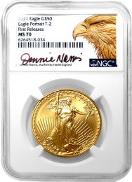 2021 Four-Piece American Gold Eagle T2 Set NGC MS70 First Releases – Jennie Norris Signature