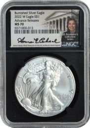 2022 W Silver Eagle NGC MS70 Advance Release – Cabral Signed- First-Ever Advance Release T2 Burnished coin