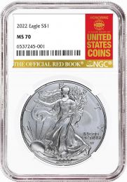 2022 1 oz. Silver Eagle NGC MS70 Red Book Holder