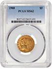 1908 $5 GOLD INDIAN HEAD PCGS MS62 