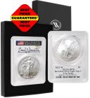2021 W American Silver Eagle Type 2 Burnished PCGS SP70 – Damstra Signature
