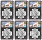 2021 Six-Piece Morgan & Peace Dollar Set NGC MS70 First Day of Issue – Miles Standish Signatures